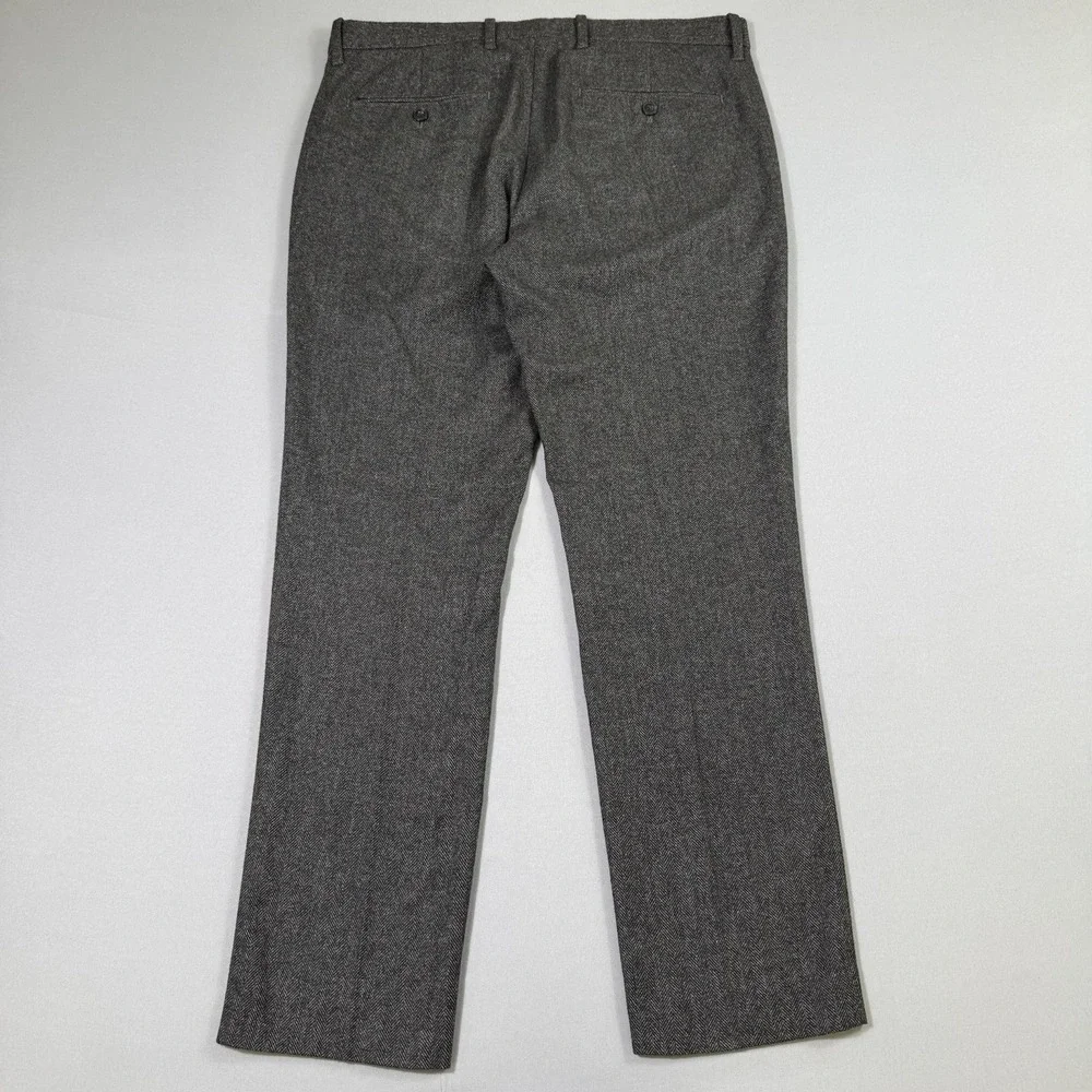 Gap Mens Slim Fit Herringbone Twill Wool Blend Trousers 32x30 Grey Dress Pants
